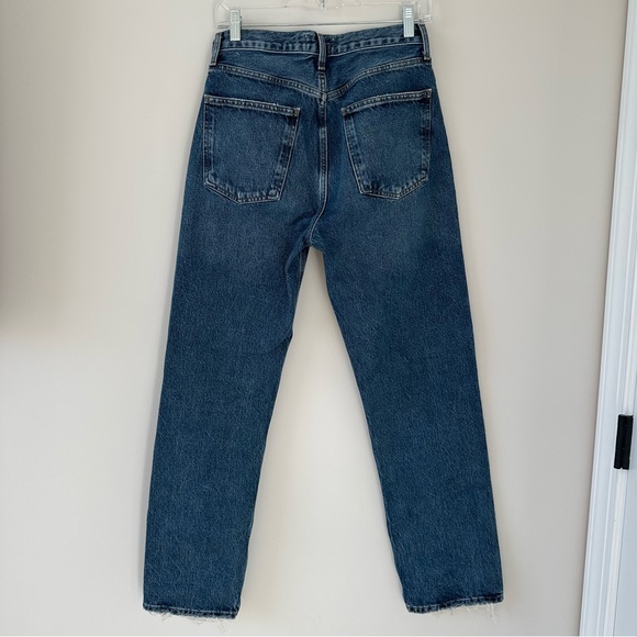 Agolde 90s Pinch Waist Jeans Range Women’s Size 27 Dark Denim Raw Hem Straight - Picture 10 of 16